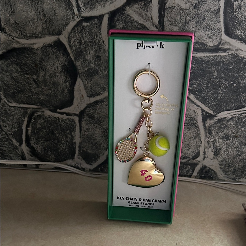 Gold Tennis Keychain & Bag Charm
